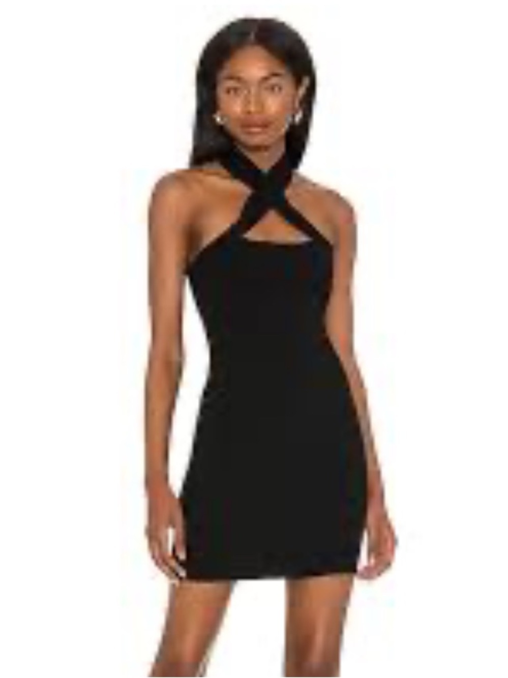 NBD Yvette Halter ribbed Mini Dress in Black S